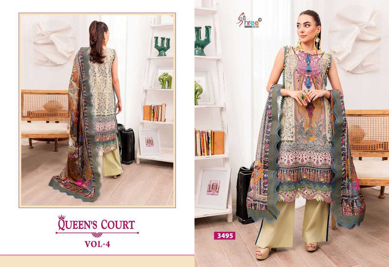 Shree Fabs Queen Court Vol 4 Pure Cotton Print With Embroidery Work Salwar Suit