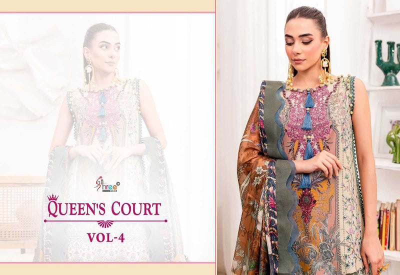 Shree Fabs Queen Court Vol 4 Pure Cotton Print With Embroidery Work Salwar Suit