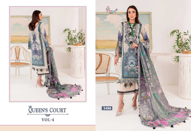 Shree Fabs Queen Court Vol 4 Pure Cotton Print With Embroidery Work Salwar Suit