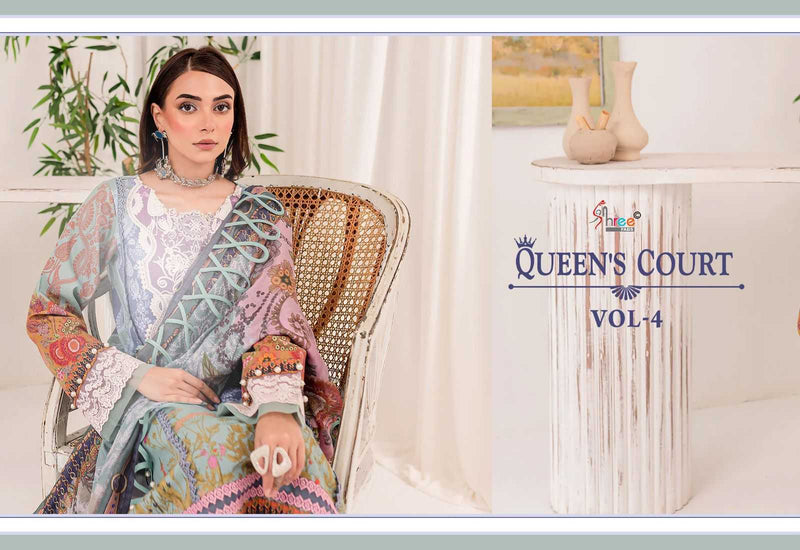 Shree Fabs Queen Court Vol 4 Pure Cotton Print With Embroidery Work Salwar Suit