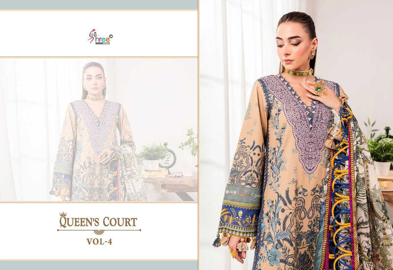 Shree Fabs Queen Court Vol 4 Pure Cotton Print With Embroidery Work Salwar Suit