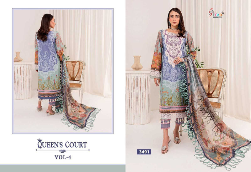 Shree Fabs Queen Court Vol 4 Pure Cotton Print With Embroidery Work Salwar Suit