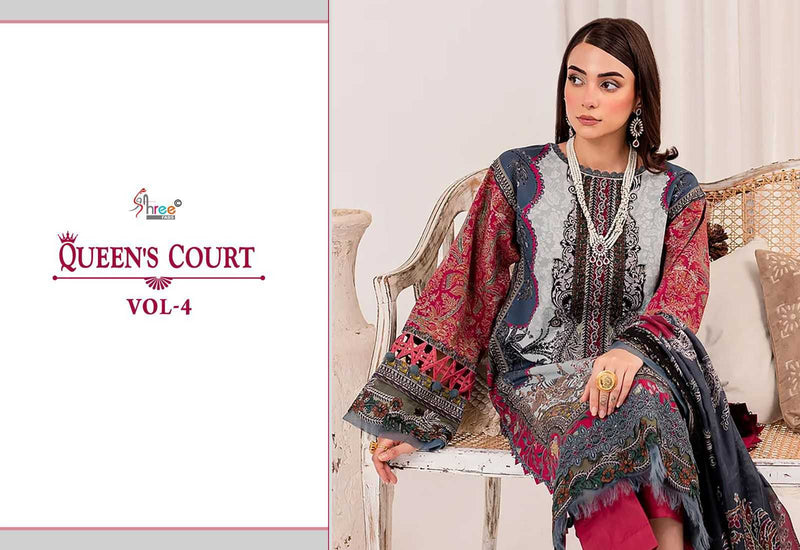 Shree Fabs Queen Court Vol 4 Pure Cotton Print With Embroidery Work Salwar Suit