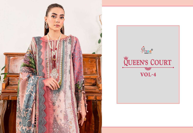 Shree Fabs Queen Court Vol 4 Pure Cotton Print With Embroidery Work Salwar Suit