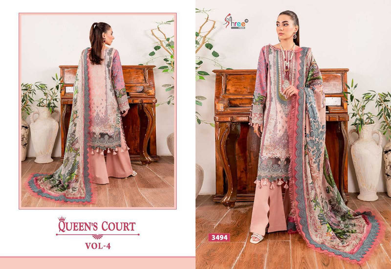 Shree Fabs Queen Court Vol 4 Pure Cotton Print With Embroidery Work Salwar Suit