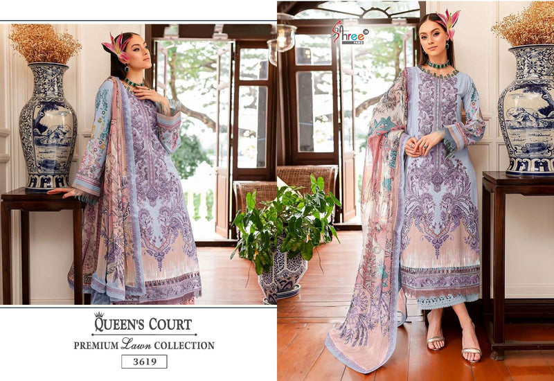 Shree Fabs Queens Court Premium Lawn Collection Cotton Print With Exclusive Patches Embroidery Salwar Suit
