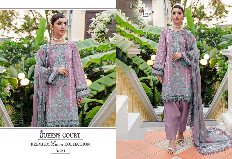 Shree Fabs Queens Court Premium Lawn Collection Cotton Print With Exclusive Patches Embroidery Salwar Suit