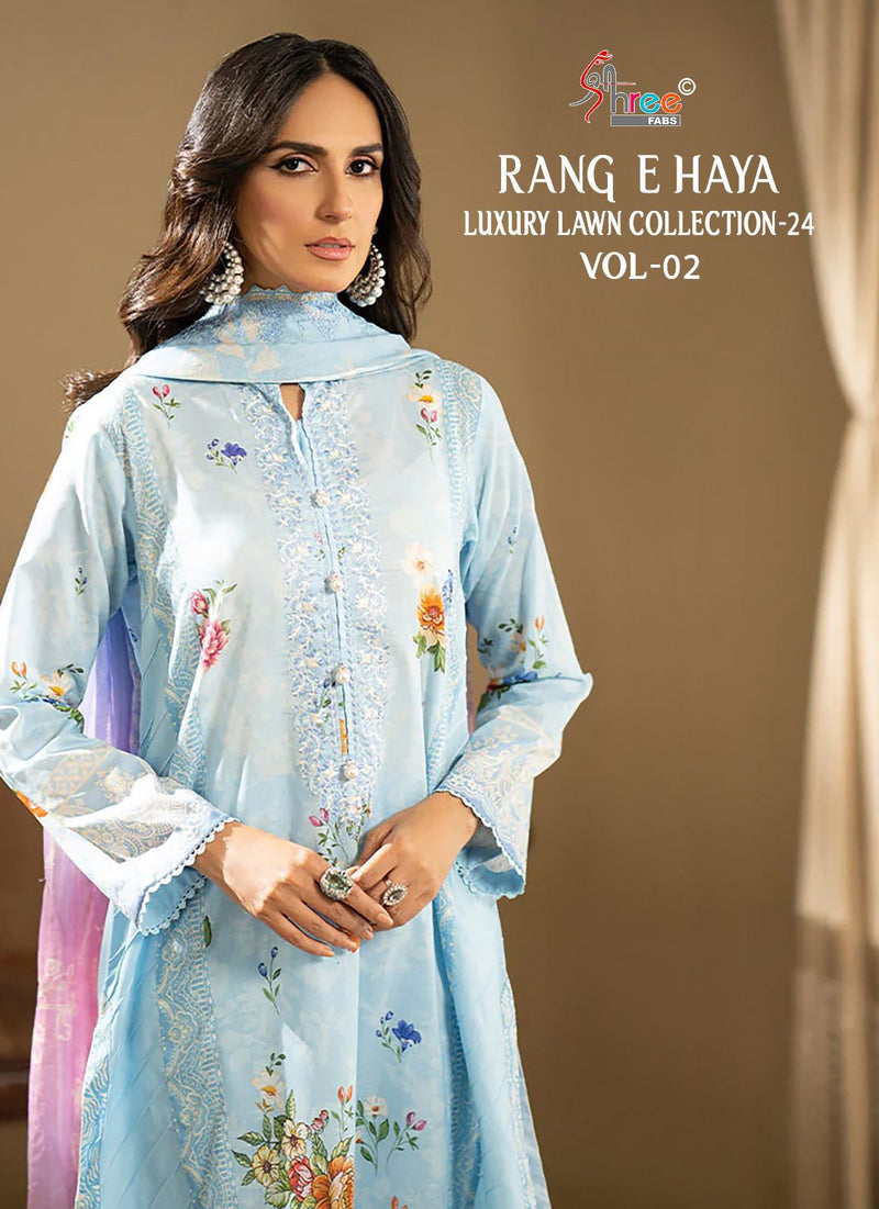 Shree Fabs Rang E Haya Luxury Lawn Collection 24 Vol 2 Pure Cotton Exclusive Embroidered Pakistani Salwar Suit