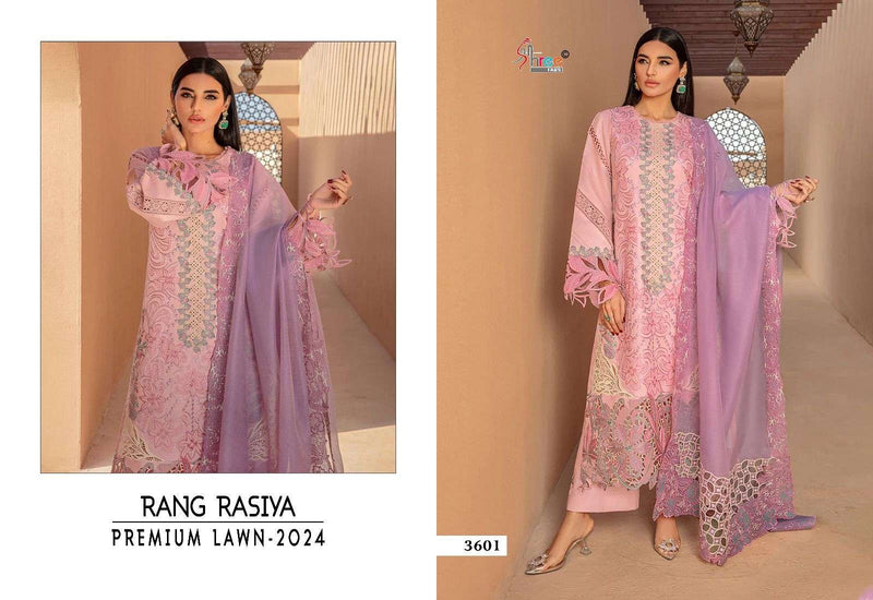Shree Fabs Rang Rasiya Premium Lawn 2024 Pure Cotton Self Embroidery Work Salwar Suit