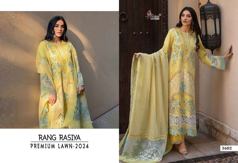 Shree Fabs Rang Rasiya Premium Lawn 2024 Pure Cotton Self Embroidery Work Salwar Suit