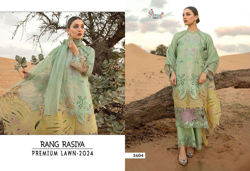 Shree Fabs Rang Rasiya Premium Lawn 2024 Pure Cotton Self Embroidery Work Salwar Suit