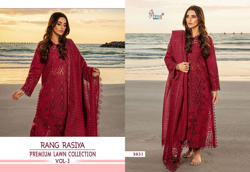 Shree Fabs Rang Rasiya Premium Lawn 25 Vol 3 Pure Cotton Embroidered Pakistani Suit