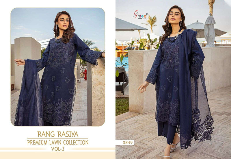 Shree Fabs Rang Rasiya Premium Lawn 25 Vol 3 Pure Cotton Embroidered Pakistani Suit