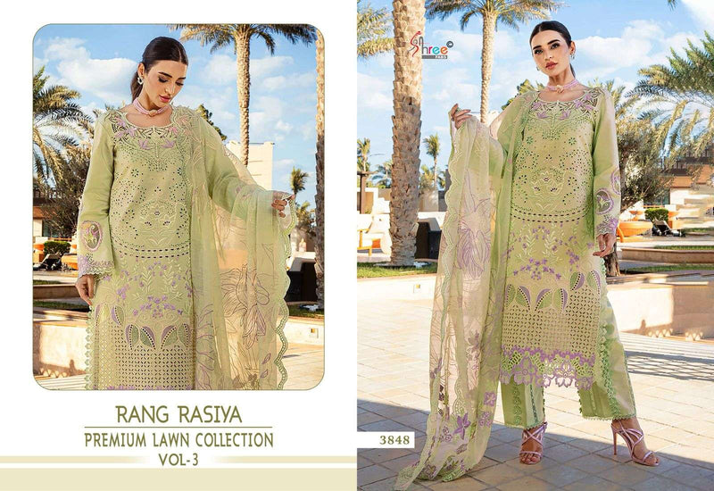 Shree Fabs Rang Rasiya Premium Lawn 25 Vol 3 Pure Cotton Embroidered Pakistani Suit