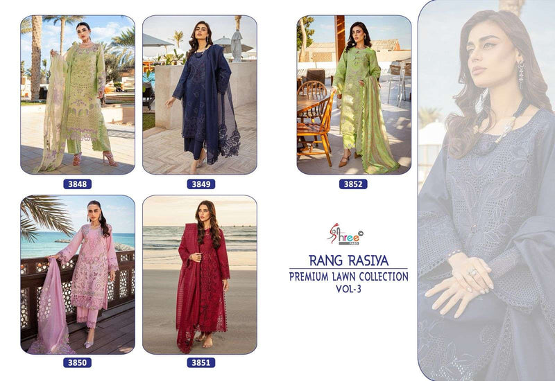Shree Fabs Rang Rasiya Premium Lawn 25 Vol 3 Pure Cotton Embroidered Pakistani Suit