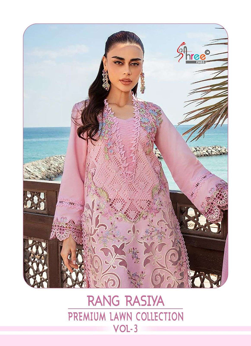 Shree Fabs Rang Rasiya Premium Lawn 25 Vol 3 Pure Cotton Embroidered Pakistani Suit