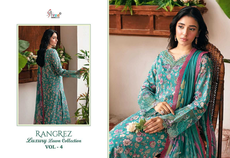 Shree Fabs Rangrez Luxury Lawn Collection Vol 4 Pure Cotton Embroidered Work Salwar Suit