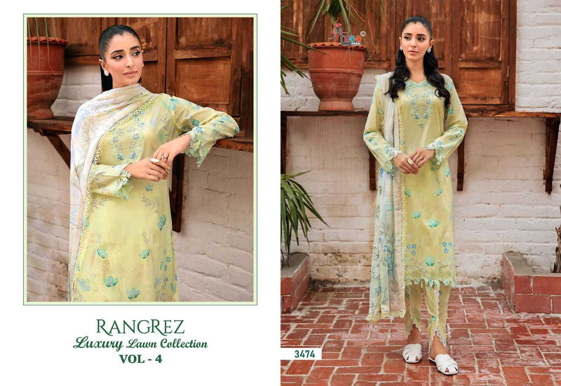 Shree Fabs Rangrez Luxury Lawn Collection Vol 4 Pure Cotton Embroidered Work Salwar Suit