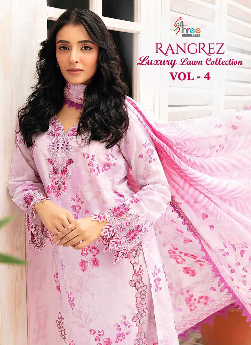 Shree Fabs Rangrez Luxury Lawn Collection Vol 4 Pure Cotton Embroidered Work Salwar Suit
