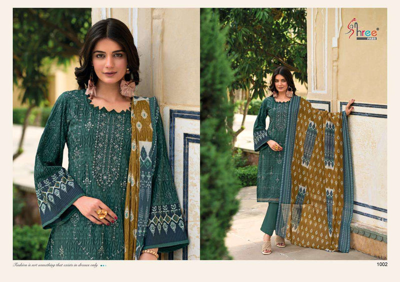 Shree Fabs Riwaz Pure Cotton Self Embroidered Work Salwar Suit