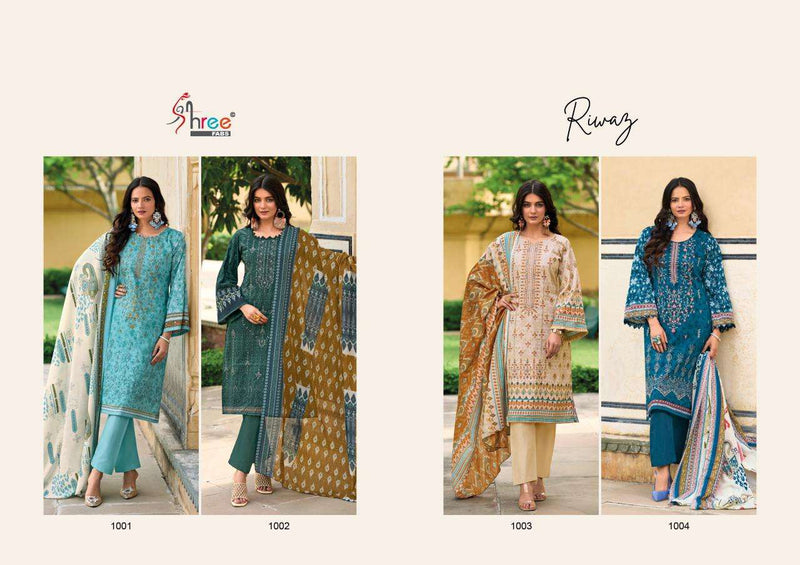 Shree Fabs Riwaz Pure Cotton Self Embroidered Work Salwar Suit