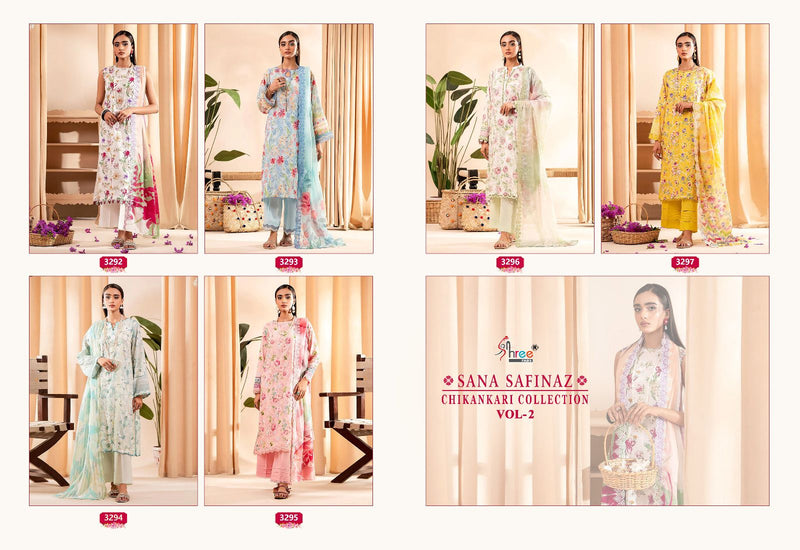 Shree Fabs Sana Safinaz Chikankari Collection Vol 2 Pure Cotton Print With Self Embroidered Dupatta Work Salwar Suit