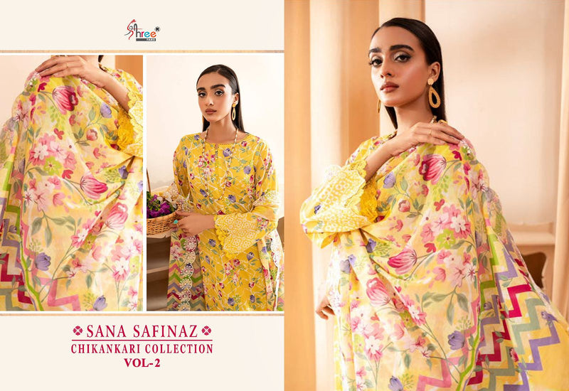 Shree Fabs Sana Safinaz Chikankari Collection Vol 2 Pure Cotton Print With Self Embroidered Dupatta Work Salwar Suit