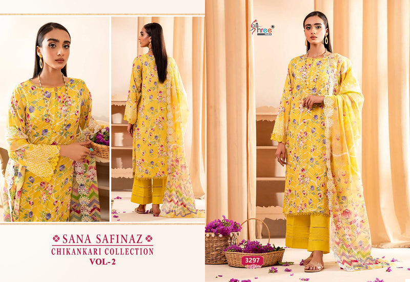Shree Fabs Sana Safinaz Chikankari Collection Vol 2 Pure Cotton Print With Self Embroidered Dupatta Work Salwar Suit
