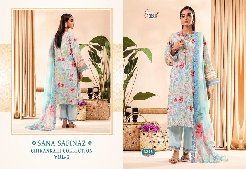 Shree Fabs Sana Safinaz Chikankari Collection Vol 2 Pure Cotton Print With Self Embroidered Dupatta Work Salwar Suit