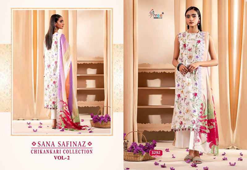Shree Fabs Sana Safinaz Chikankari Collection Vol 2 Pure Cotton Print With Self Embroidered Dupatta Work Salwar Suit