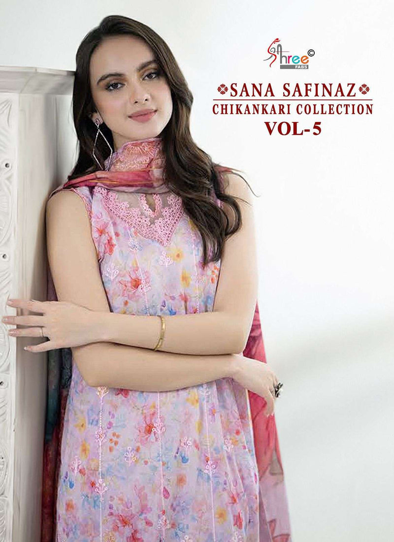 Shree Fabs Sana Safinaz Chikankari Collection Vol 5 Cotton Print With Self Embroidery Designer Salwar Suit