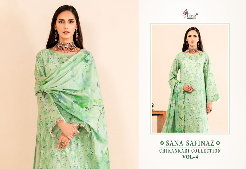 Shree Fabs Sana Safinaz Chikankari Vol 4 Pure Cotton With Self Embroidery Work Salwar Suit