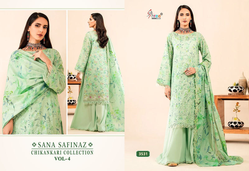 Shree Fabs Sana Safinaz Chikankari Vol 4 Pure Cotton With Self Embroidery Work Salwar Suit