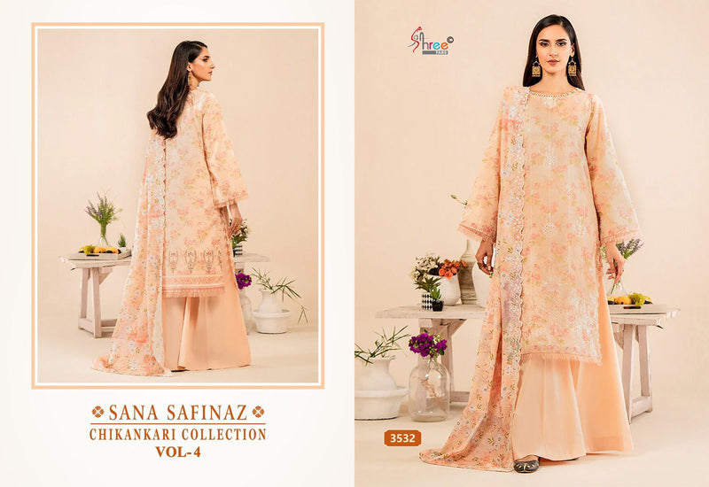 Shree Fabs Sana Safinaz Chikankari Vol 4 Pure Cotton With Self Embroidery Work Salwar Suit