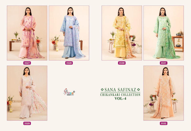 Shree Fabs Sana Safinaz Chikankari Vol 4 Pure Cotton With Self Embroidery Work Salwar Suit