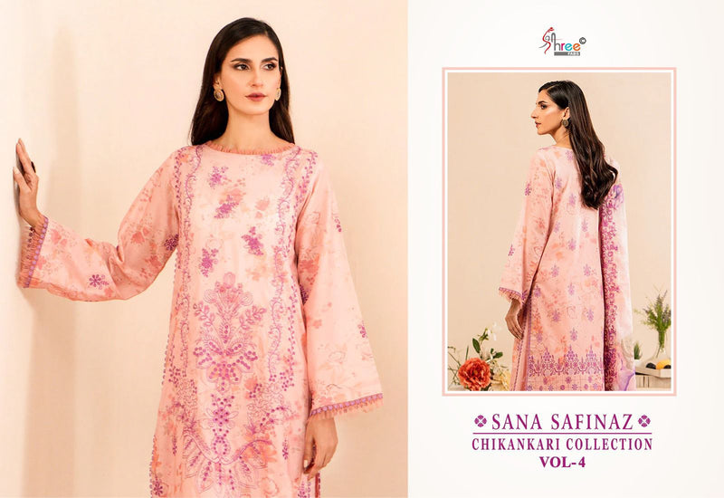 Shree Fabs Sana Safinaz Chikankari Vol 4 Pure Cotton With Self Embroidery Work Salwar Suit