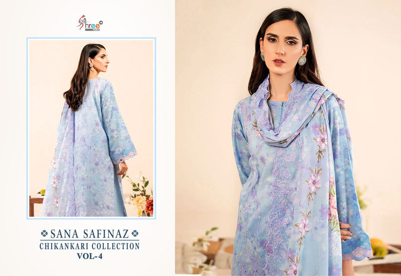 Shree Fabs Sana Safinaz Chikankari Vol 4 Pure Cotton With Self Embroidery Work Salwar Suit