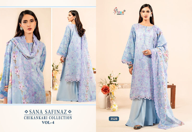 Shree Fabs Sana Safinaz Chikankari Vol 4 Pure Cotton With Self Embroidery Work Salwar Suit