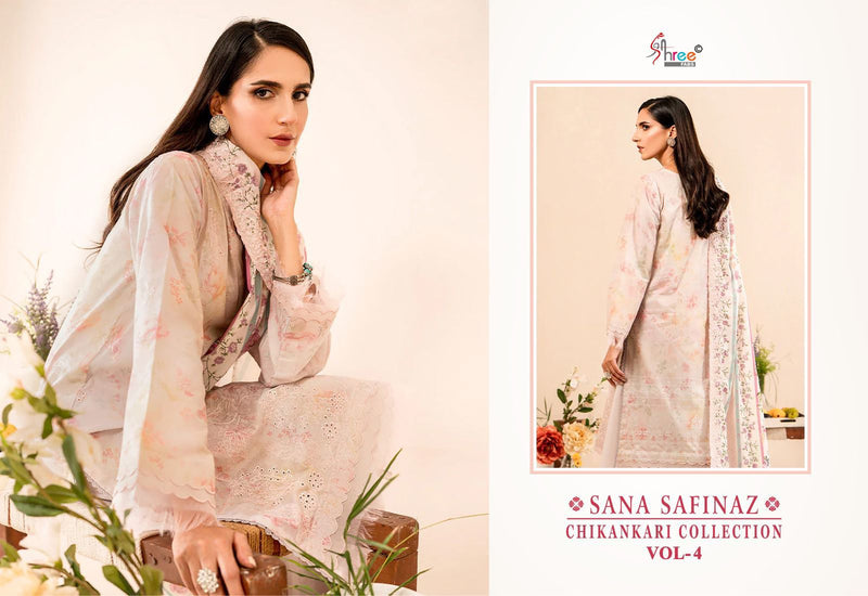 Shree Fabs Sana Safinaz Chikankari Vol 4 Pure Cotton With Self Embroidery Work Salwar Suit