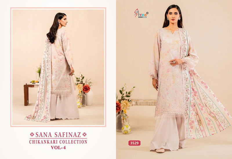 Shree Fabs Sana Safinaz Chikankari Vol 4 Pure Cotton With Self Embroidery Work Salwar Suit