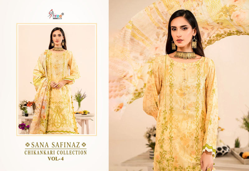 Shree Fabs Sana Safinaz Chikankari Vol 4 Pure Cotton With Self Embroidery Work Salwar Suit