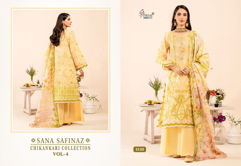 Shree Fabs Sana Safinaz Chikankari Vol 4 Pure Cotton With Self Embroidery Work Salwar Suit