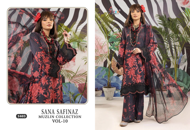 Shree Fabs Sana Safinaz Muzlin Collection Vol 10 Cotton Print Embroidered Salwar Suit