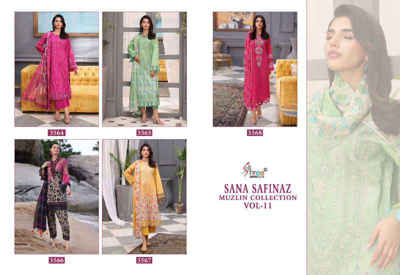 Shree Fabs Sana Safinaz Muzlin Collection Vol 11 Pure Cotton Embroidered Salwar Suit
