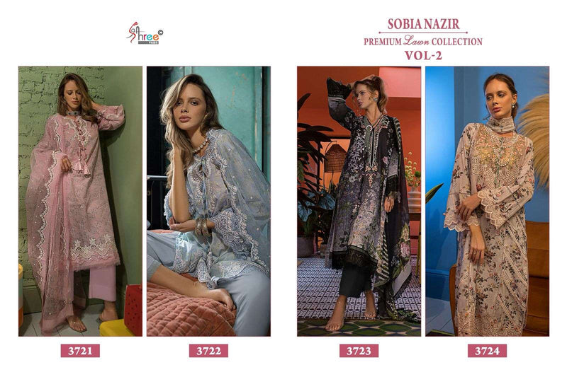 Shree Fabs Sobia Nazir Premium Lawn Collection Vol 2 Embroidery Work Salwar Suit