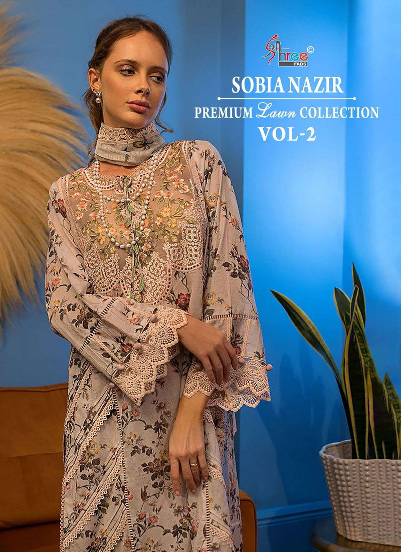 Shree Fabs Sobia Nazir Premium Lawn Collection Vol 2 Embroidery Work Salwar Suit