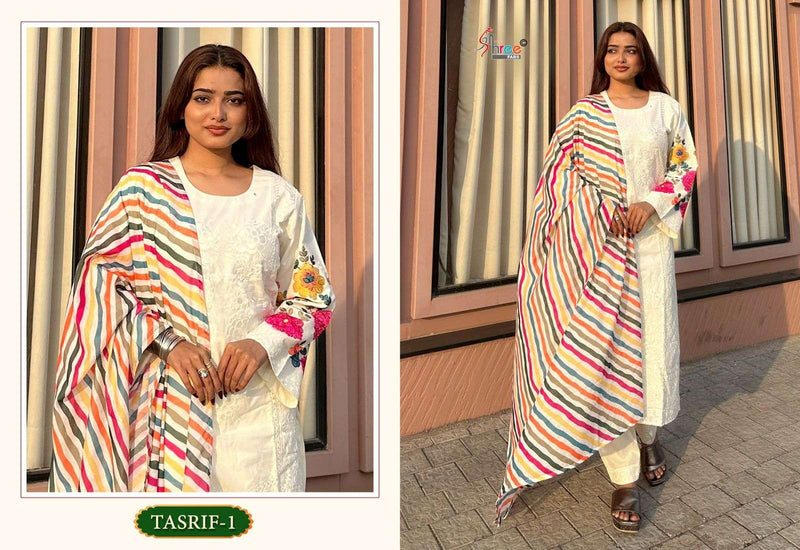 Shree Fabs Tasrif Pure Cambric Cotton Embroidered Designer Salwar Suit