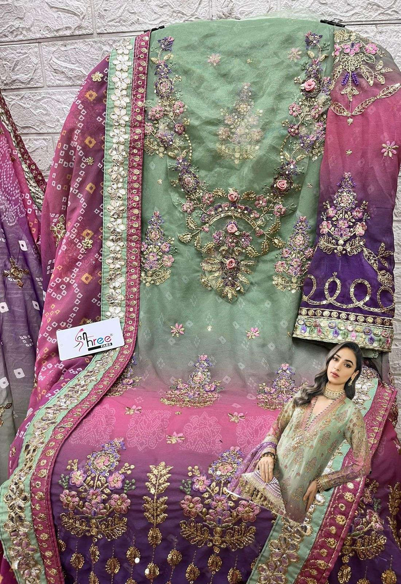 Shree Fab K 5077 Fox Georgette Digital Print With Embroidery Work Salwar Suit