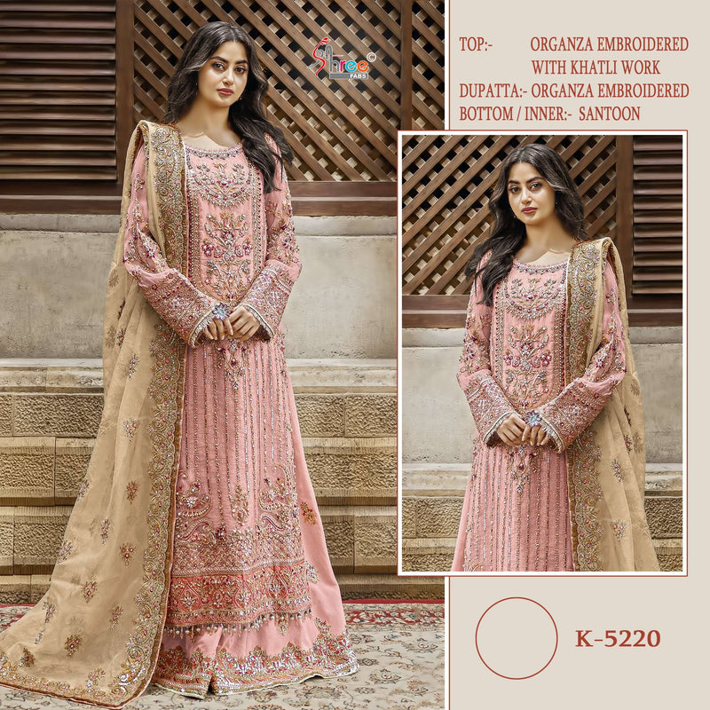 Shree Fabs K 5220 Organza Embroidered Khatli Work Designer Suit