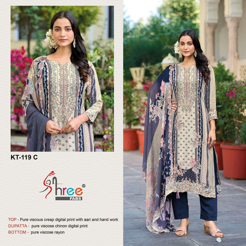 Shree Fabs Kt 119 Pure Crepe Silk Digital Print Mirror Work Salwar Suit